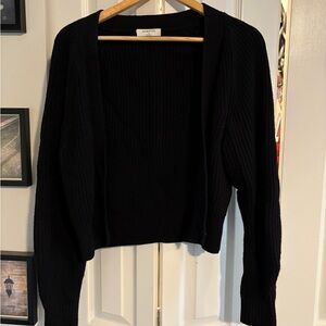 Babaton Black Cardigan Sweater Cropped Knit - size medium